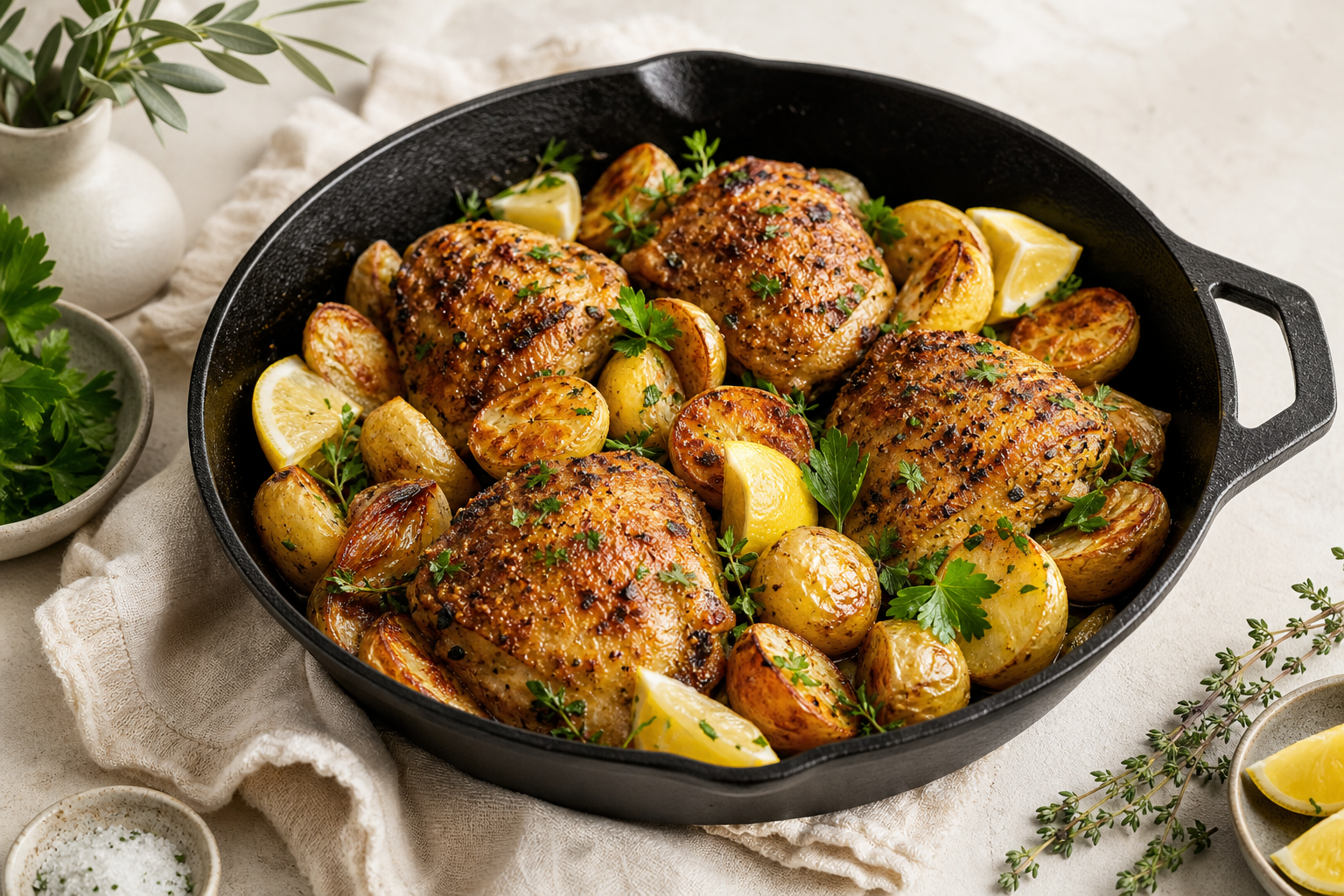 Cast iron weeknight cooking spread